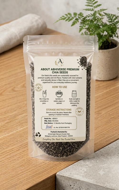Abhiverse Premium Chia Seeds 250gm - Rich in Omega-3 & Fiber for Healthy Heart